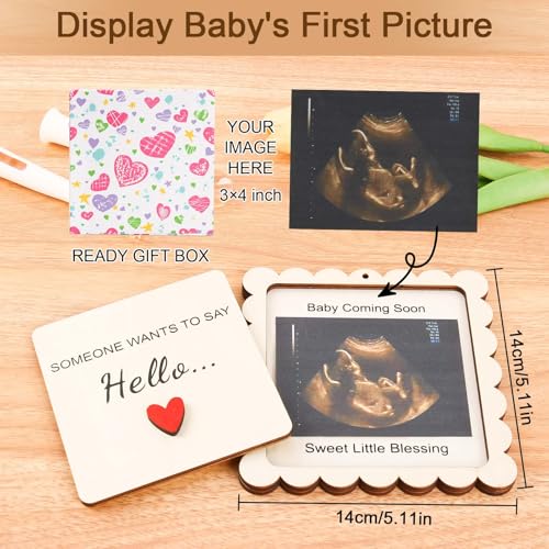Mlatnod Scalloped Pregnancy Announcement Box for Grandparents with Sign - Baby Coming Soon Gift, Holds 3x4 Ultrasound Photo, Surprise Reveal Keepsake for Parents - Image 4