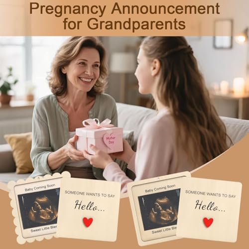 Mlatnod Scalloped Pregnancy Announcement Box for Grandparents with Sign - Baby Coming Soon Gift, Holds 3x4 Ultrasound Photo, Surprise Reveal Keepsake for Parents - Image 5