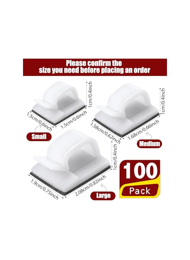 erorex 100 Pieces Mini Outdoor Cable Clips with Adhesive Tapes Light Clips Decoration Clips Self Adhesive Hooks Wire Holder for Christmas and Fairy Light White - Image 2