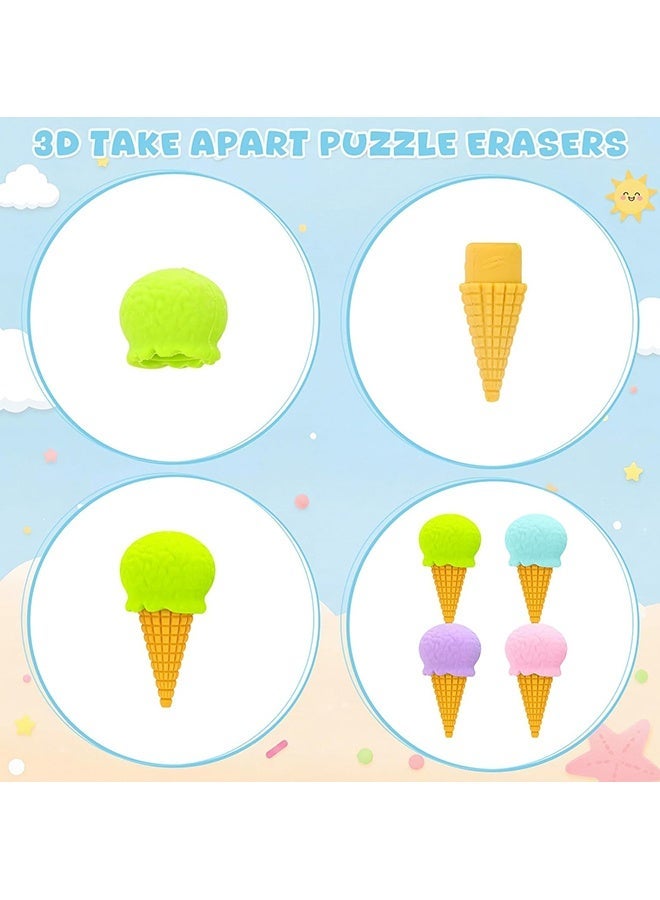 Wffo 8 PCS Ice Cream Erasers, Cute Fun Food Shapes Erasers, Creative Dessert Cartoon Eraser for School Children's Learning Supplies - Image 4