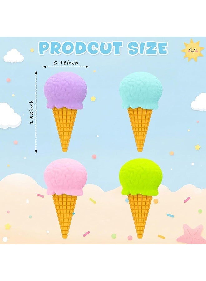 Wffo 8 PCS Ice Cream Erasers, Cute Fun Food Shapes Erasers, Creative Dessert Cartoon Eraser for School Children's Learning Supplies - Image 2