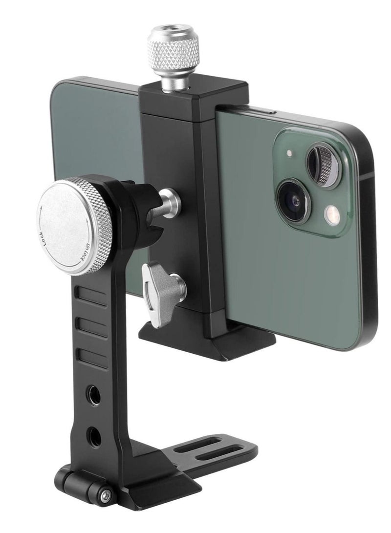 Captaintech Cell Phone Tripod Mount, Cold Shoe Mount and Arca Type Base, 360° Rotatable Phone Holder, Video Vlogging Rig, Fits Any Size Smartphone Including iPhone 14 Pro Max Galaxy S22 Ultra Pixel - Image 1