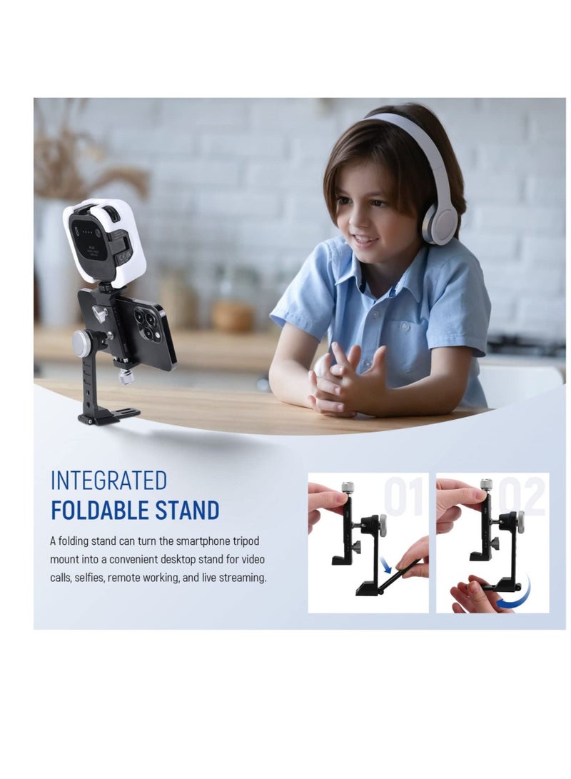 Captaintech Cell Phone Tripod Mount, Cold Shoe Mount and Arca Type Base, 360° Rotatable Phone Holder, Video Vlogging Rig, Fits Any Size Smartphone Including iPhone 14 Pro Max Galaxy S22 Ultra Pixel - Image 5