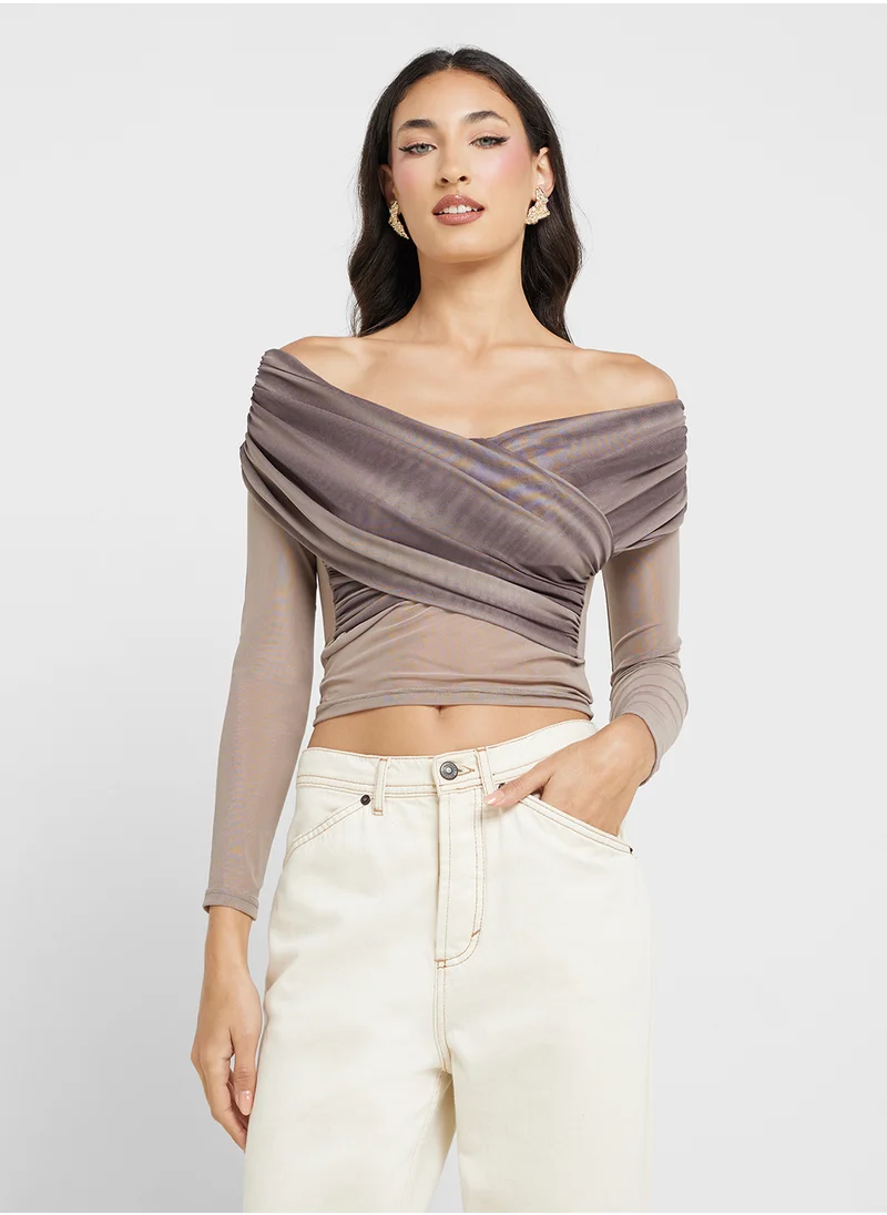 Ginger Off Shoulder Gather Detail Top