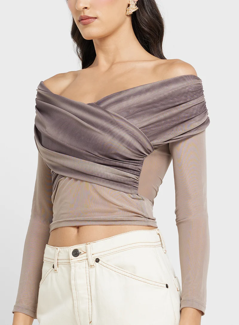Ginger Off Shoulder Gather Detail Top