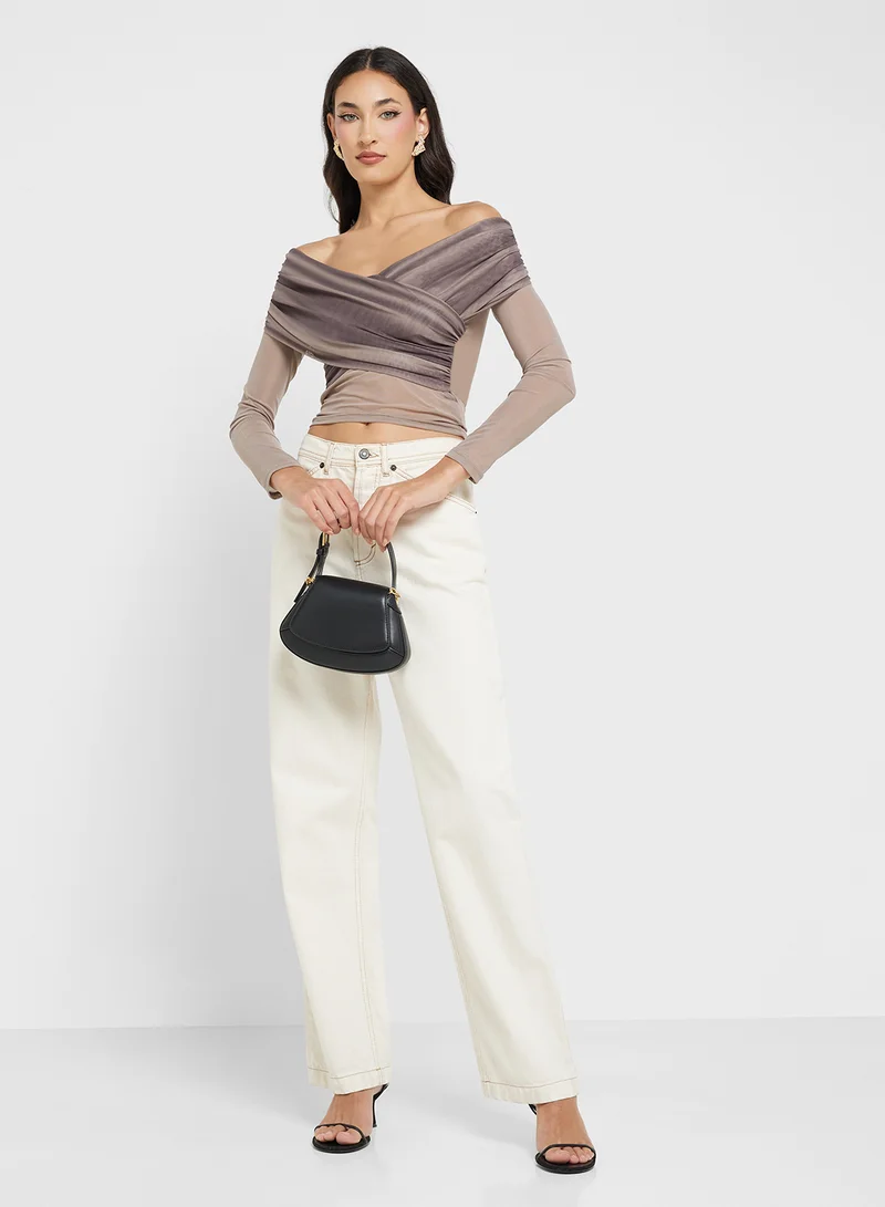 Ginger Off Shoulder Gather Detail Top