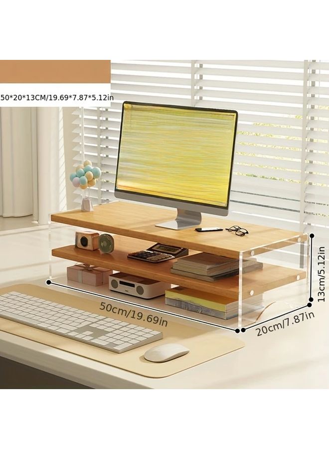 طاولة خشبية قابلة لضبط الارتفاع بمستوى واحد مع منظم تعليق الشاشة بلون الخشب 1 - Image 4