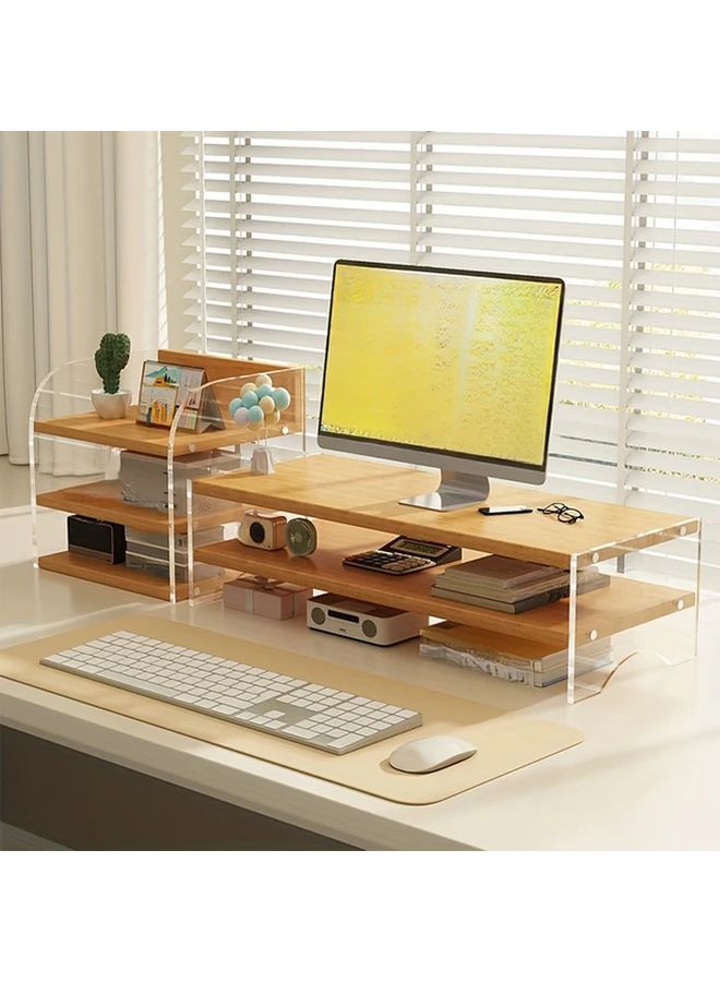 طاولة خشبية قابلة لضبط الارتفاع بمستوى واحد مع منظم تعليق الشاشة بلون الخشب 1 - Image 2