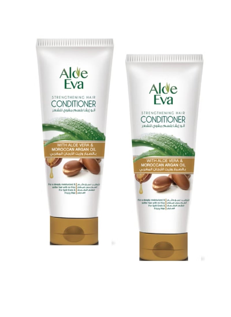 Eva Strengthening Hair Conditioner with Aloe Vera and Moroccan Argan Oil White 230ml 1+1  - Image 1