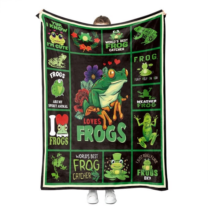 FROG FLEECE BLANKET SOFT AND COZY THROW BLANKET FOR KIDS AND ADULTS