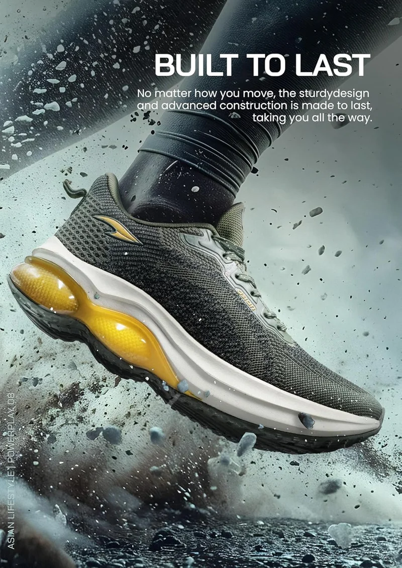 Asian Lightweight Olive Running Shoes for Men and Boys