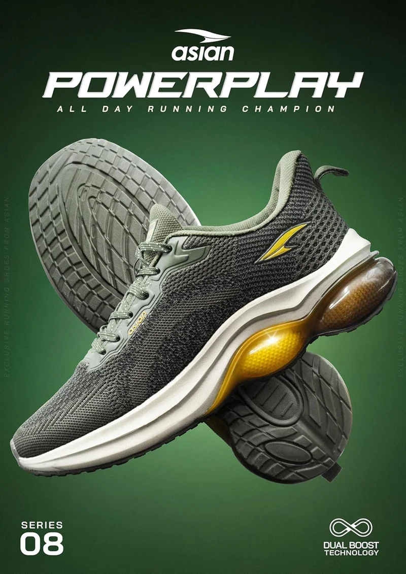 Asian Lightweight Olive Running Shoes for Men and Boys
