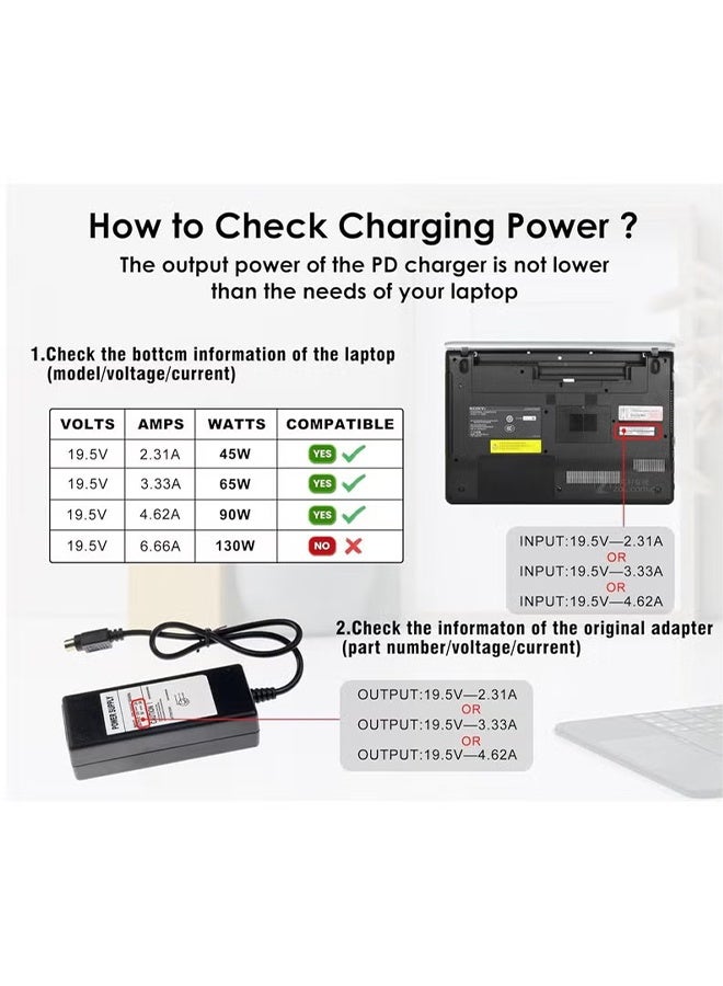 اتش واي محولات USB C إلى DC، مجموعة مقابس طاقة 10 قطع، كابل طاقة PD بقوة 100 واط وطول 1.8 متر وموصل برميل دائري 5.5x2.1 ملم لشحن اللابتوب، متوافق مع سوني، توشيبا، سامسونج، إيسر، آسوس، لينوفو، ديل، إتش بي - Image 5