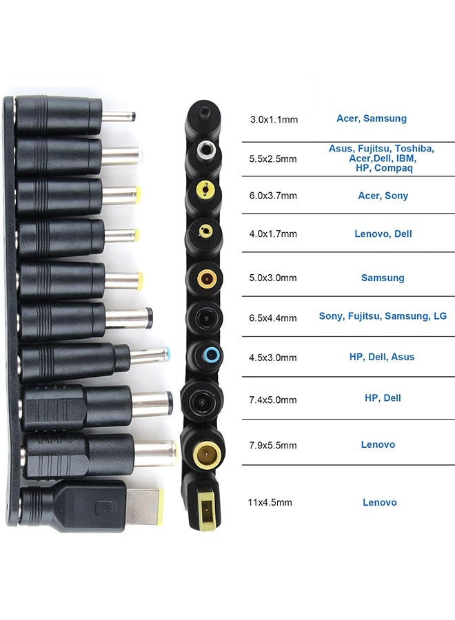 اتش واي محولات USB C إلى DC، مجموعة مقابس طاقة 10 قطع، كابل طاقة PD بقوة 100 واط وطول 1.8 متر وموصل برميل دائري 5.5x2.1 ملم لشحن اللابتوب، متوافق مع سوني، توشيبا، سامسونج، إيسر، آسوس، لينوفو، ديل، إتش بي - Image 2