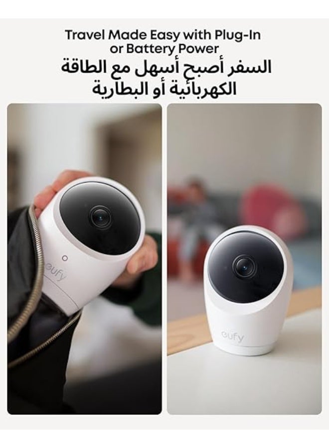 eufy Baby Monitor E20 with 2K Camera, Hybrid Wi-Fi and No Wi-Fi Connection, App and Monitor Control, Ultra-Clear Night View, Pan-Tilt, 4× Zoom, Portable Camera with Built-In Battery, ANR, Smart Alerts - Image 4