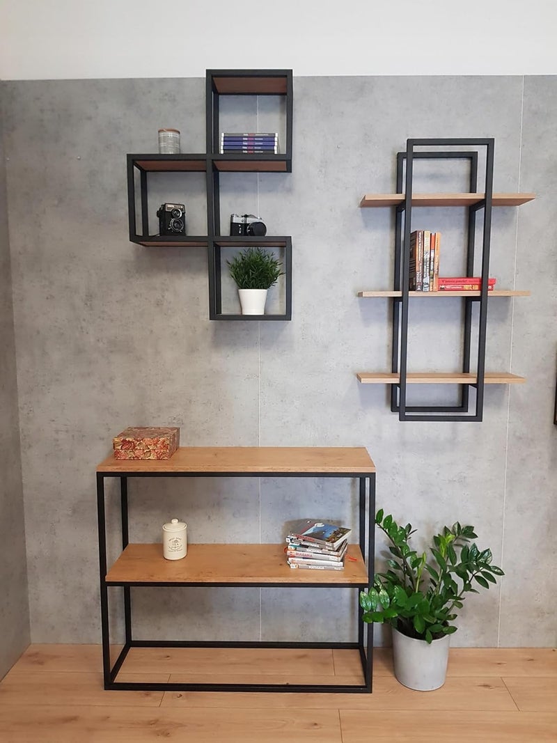MILAD Wall Shelves 3 Tier Wall Mount Metal Shelf | Storage Organizer | Display Rack | Showcase | Bookshelf | Wall Hanging (Golden & Black) - Image 3