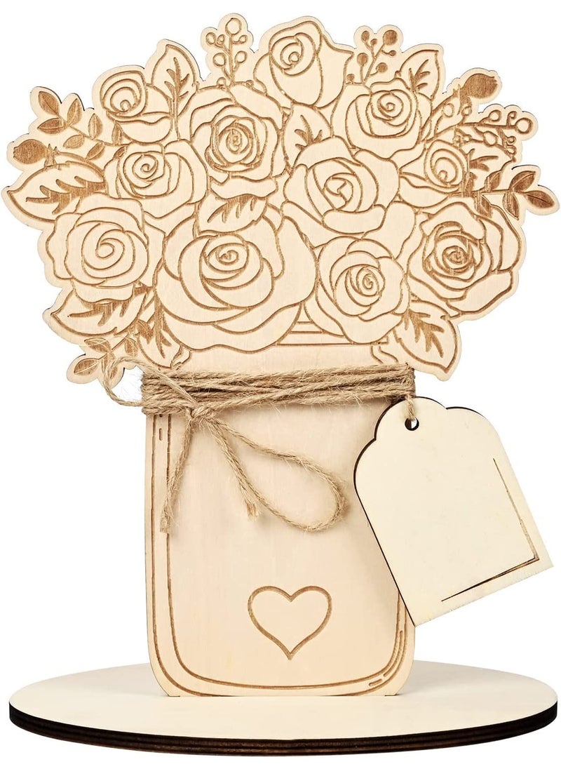 Incrizma Incrizma Mother's Day Card Gift for Mom Birthday Card, Laser Wood Flower Bouquet Card DIY Wooden Craft Flower Blank Kids Color Filling Greeting Card for Mothers Grandma (Rose Bouquet) 