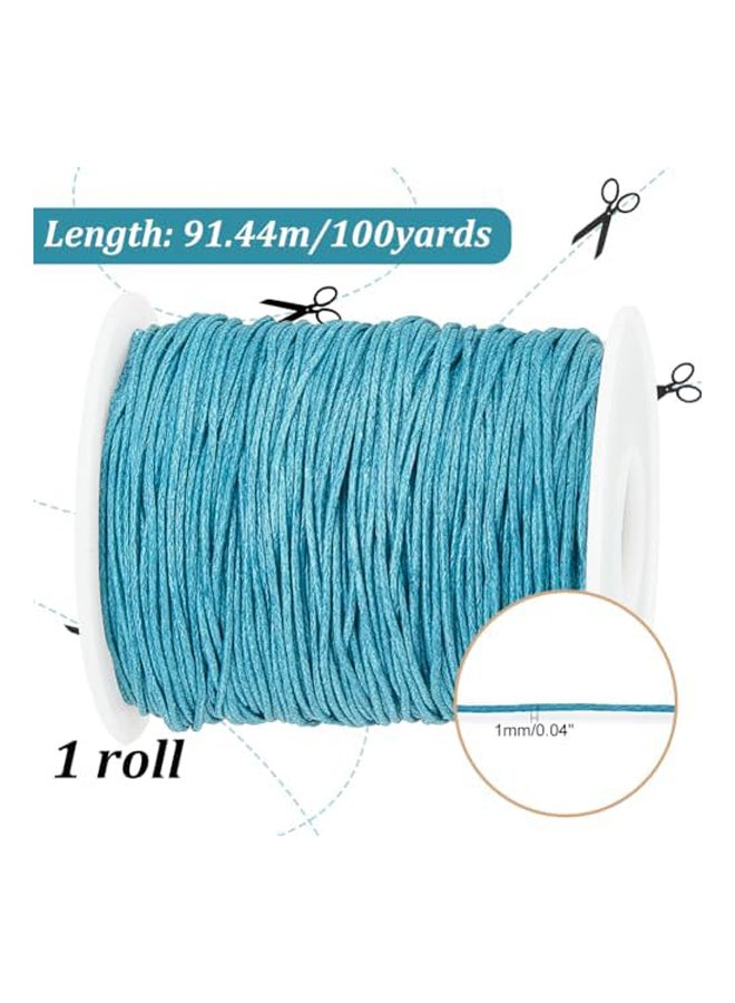 حبل مشمع 1 مم من PandaHall، حبل قطني مشمع بطول 100 ياردة أخضر W - Image 3