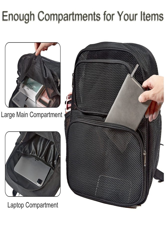 COVAX Large Mesh Backpack, Semi-transparent College Backpack, See Through Mesh Bookbag with Bungee and Comfort Padded Straps for Travel, Swimming, Beach, Outdoor Sports - Image 5