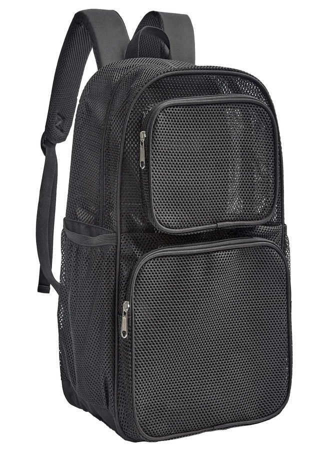 COVAX Large Mesh Backpack, Semi-transparent College Backpack, See Through Mesh Bookbag with Bungee and Comfort Padded Straps for Travel, Swimming, Beach, Outdoor Sports - Image 1