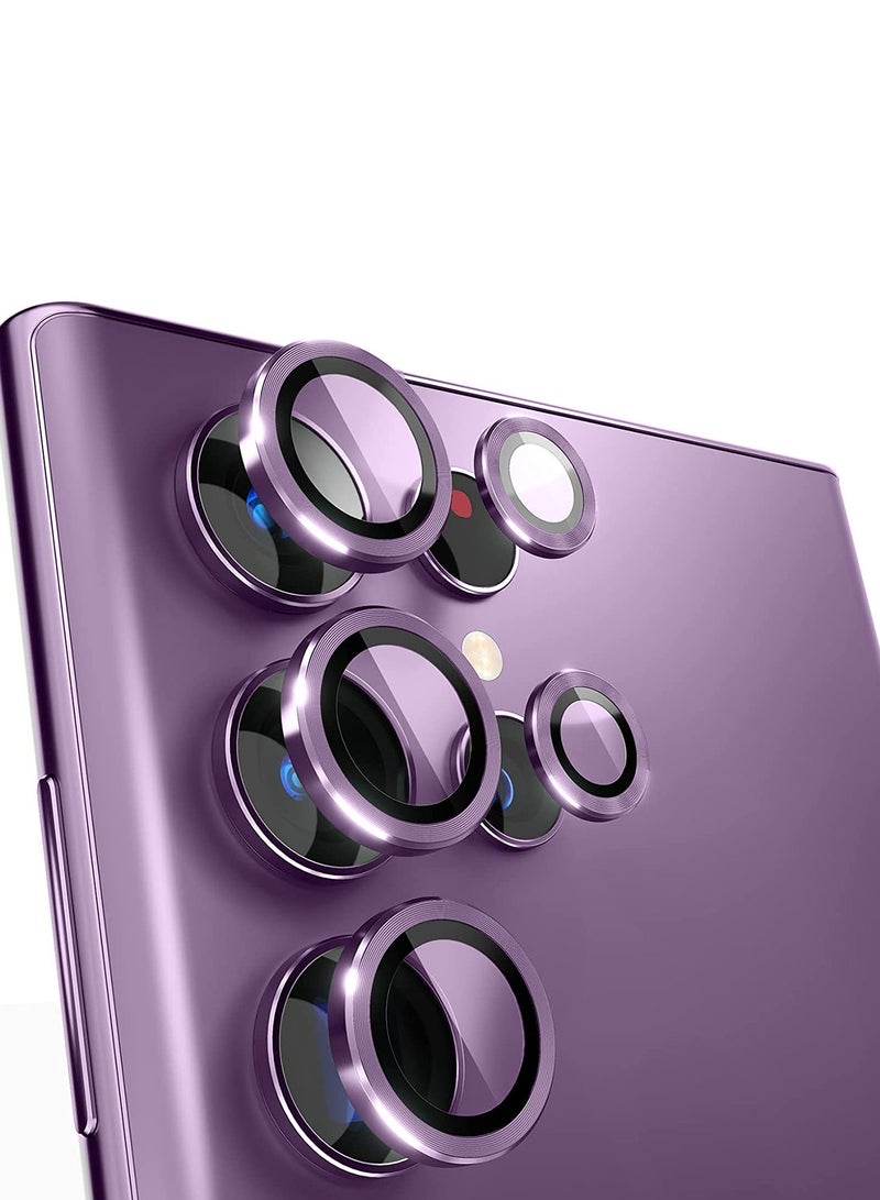 Wtech Premium Alloy Ring Camera Lens Tempered Glass Shield Protector For Samsung Galaxy S23 Ultra 5G 2023 Clear/Purple - Image 2