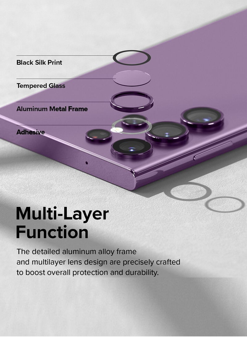 Wtech Premium Alloy Ring Camera Lens Tempered Glass Shield Protector For Samsung Galaxy S23 Ultra 5G 2023 Clear/Purple - Image 5