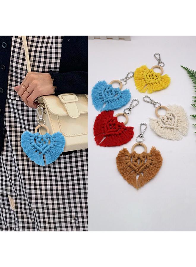 Bluejw Hot Sale Color Tassel Keychain Pendant Creative European And American Style Handmade Heart-shaped Woven Bag Hanging Decoration  - Image 2
