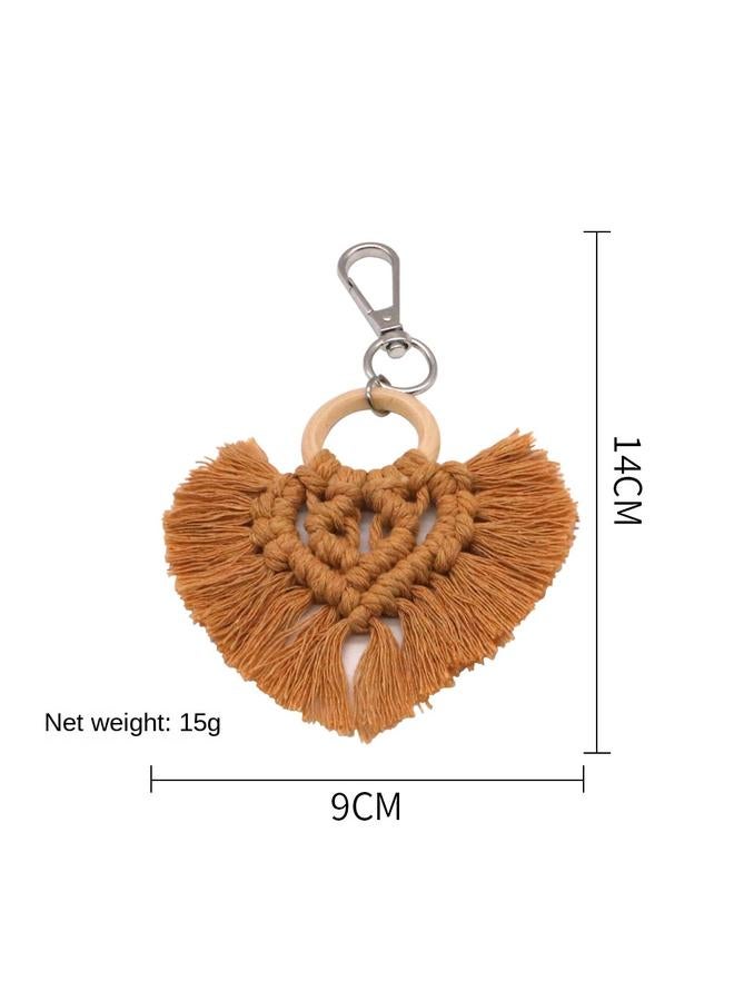 Bluejw Hot Sale Color Tassel Keychain Pendant Creative European And American Style Handmade Heart-shaped Woven Bag Hanging Decoration  - Image 1