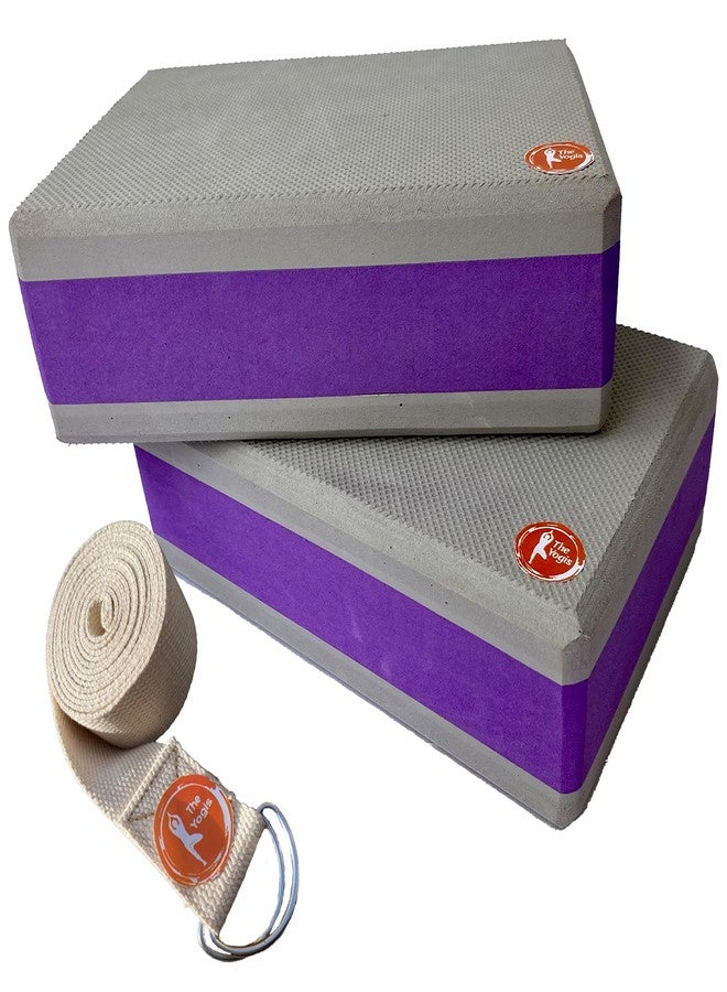 The Yogis High Density Foam Yoga Block Brick * [ Set of 2 ] * Large Size [ Free - Yoga Belt ] Made in India (Gray) - Image 1