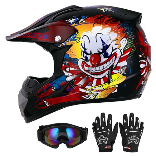 Oumurs DOT Youth Dirt Bike Helmet with Goggles Gloves for 514 Years Old Youth ATV Helmets for Youth Boys Girls Four Wheeler Helmet Motocross BMX MX UTV Offroad Street Go Kart Dirt Bike Race Car - Image 1