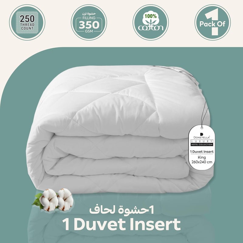 Carefully selected material Donetella Luxury Hotel Collection All Season Cotton Duvet Insert, King/Double (260 X 240 Cms),Box Quilting Comforter with 6 Corner Tabs,Super Soft Down Alternative Filiing Light sturdy raw material - Image 2