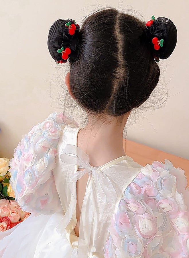 DORMITORRY Girls Hair Net Bun Holder with Colorful 3D Decorations, Soft Black Mesh for Secure Fit, Perfect for Dance, Parties & Daily, Floral and Food Designs for a Fun, 3 Pcs - Multi Design. - Image 5