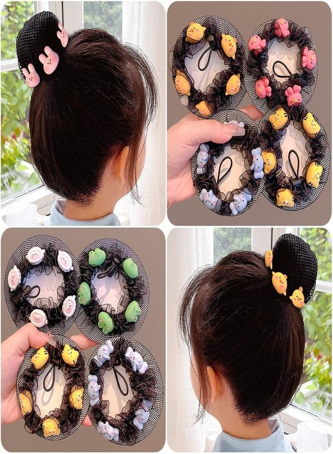 DORMITORRY Girls Hair Net Bun Holder with Colorful 3D Decorations, Soft Black Mesh for Secure Fit, Perfect for Dance, Parties & Daily, Floral and Food Designs for a Fun, 3 Pcs - Multi Design. - Image 2