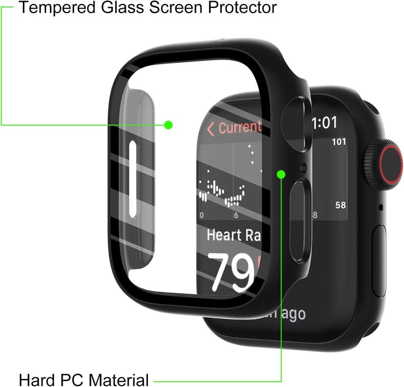 FULLIFE 12-Pack Case for Apple Watch Series 6/5/4/SE 40mm with Tempered Glass Screen Protector,Hard Ultra-thin PC Full-Coverage Shockproof Bumper Compatible with iWatch 6/5/4/SE.40mm,12 Colors - Image 4