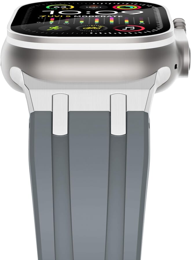 NewWays Silicone Strap Compatible with Apple Watch 49mm 45mm 44mm 42mm 41mm 40mm 38mm,Stainless Steel Connector Sport Straps Replacement Band for iWatch Ultra/Ultra 2,Series 9 8 7 6 SE 5 4 3 2 1