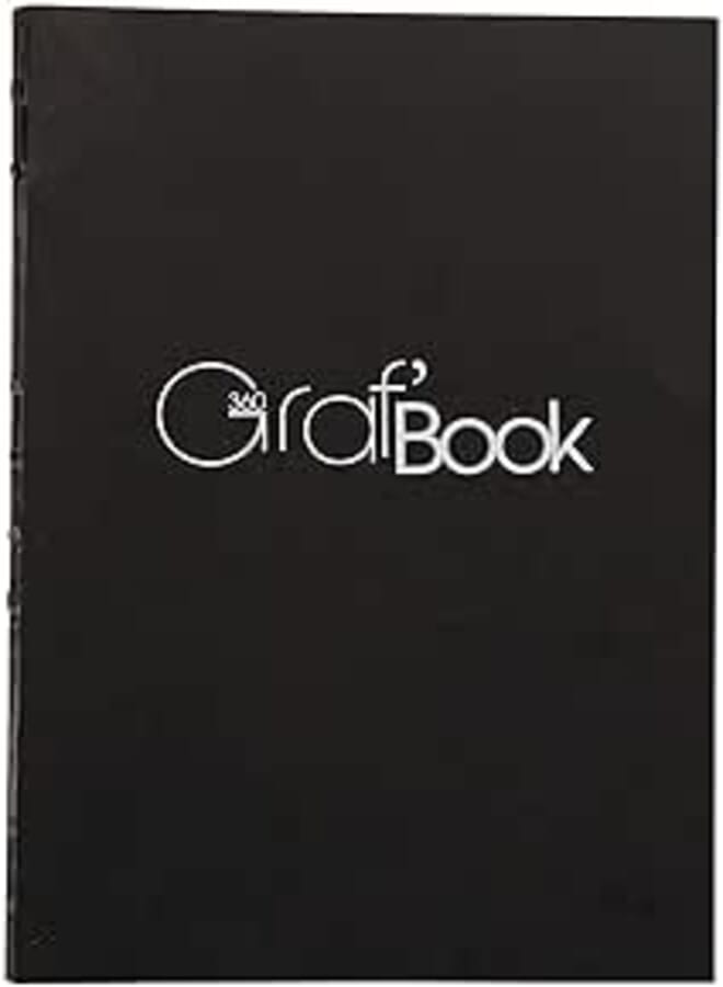 Clairefontaine - Ref 975802C - Graf Book 360 Raw Binding Book (100 Sheets) - A4 in Size, 100gsm Paper, Acid Free, pH Neutral, Portrait Orientation - Black Cover