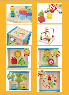 Generic Wooden Bead Maze Activity Center Cube Shape Sorter Educational Kids Learning Sensory Toys  - Image 5