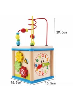 Generic Wooden Bead Maze Activity Center Cube Shape Sorter Educational Kids Learning Sensory Toys  - Image 4
