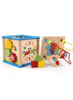 Generic Wooden Bead Maze Activity Center Cube Shape Sorter Educational Kids Learning Sensory Toys  - Image 3