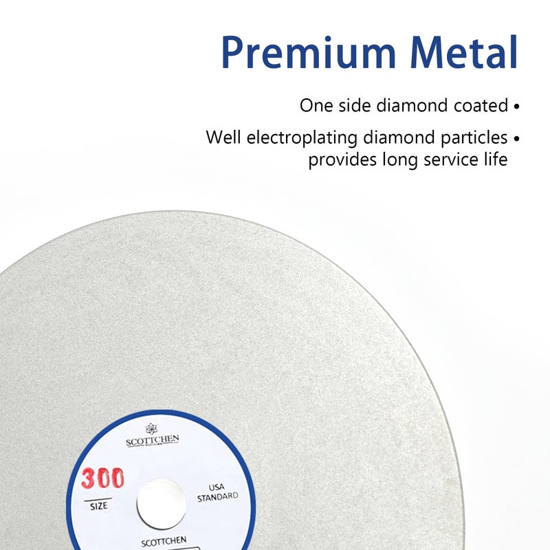 SCOTTCHEN Diamond Grinding Wheel Disc 6" x 1/2" Arbor Hole 300 Grit Abrasive Flat Lap Wheel Sanding Disc for Granite Marble Gem - 1pack - Image 3
