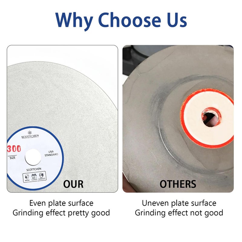 SCOTTCHEN Diamond Grinding Wheel Disc 6" x 1/2" Arbor Hole 300 Grit Abrasive Flat Lap Wheel Sanding Disc for Granite Marble Gem - 1pack - Image 4