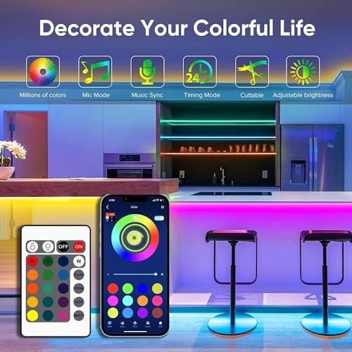 Gesto 5V USB Led Strip Light – Music Sync RGB Multicolor Background Lighting for TV PC Laptop Bias Lighting Gaming Room | TV Backlight Bluetooth App. and Remote Controlled (2 Meter for 16-40" TV's) - Image 2
