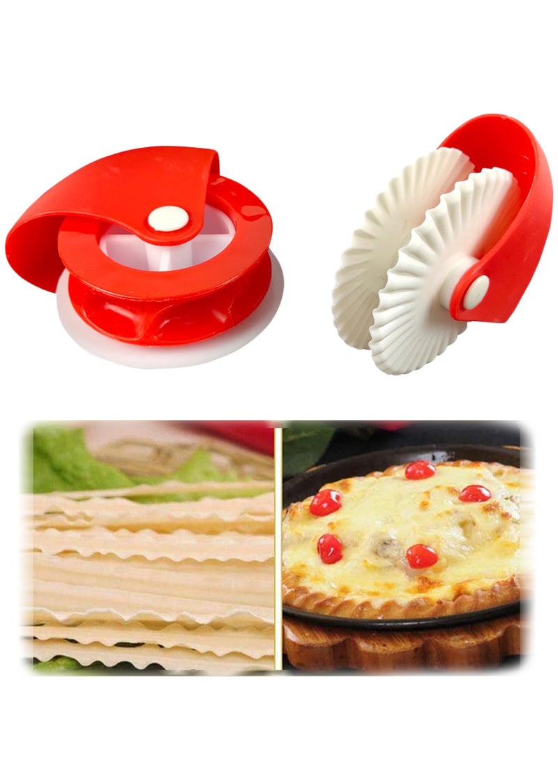 Pastry Wheel Decorator and Cutter Plastic Wheel Roller for Pizza Crust Baking Cutter Kitchen Tools,Set of 2 - Image 1