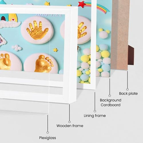 PATPAT® Deluxe Baby Hand & Footprint Clay Kit with 11x12.9 Frame, Non-Toxic White Clay, Colorful Decorations & Mini Memento Bottles - Ideal First Birthday & Baby Shower Gift for Girls & Boys - Image 3