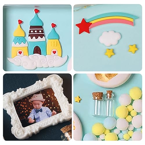 PATPAT® Deluxe Baby Hand & Footprint Clay Kit with 11x12.9 Frame, Non-Toxic White Clay, Colorful Decorations & Mini Memento Bottles - Ideal First Birthday & Baby Shower Gift for Girls & Boys - Image 2