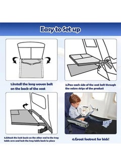 Arabest Airplane Seat Extender for Kids, Portable Travel Airplane Footrest, Baby Airplane Bed with Side Pockets, Flying Travel Essentials with Extended Area 11*4.7 in for Leg Rest & Lie Down (Black)  - Image 5