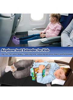 Arabest Airplane Seat Extender for Kids, Portable Travel Airplane Footrest, Baby Airplane Bed with Side Pockets, Flying Travel Essentials with Extended Area 11*4.7 in for Leg Rest & Lie Down (Black)  - Image 2