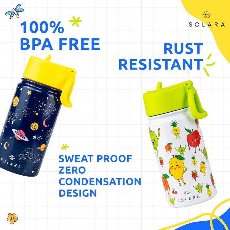 SOLARA Amazi Kids Insulated Water Bottle for Kids 450ml, Kids Water Bottle, Sipper Bottle for Kids, Thermosteel Kids Bottles, Stainless Steel Water Bottles for Kids, Straw Bottle for Kids, Fruit - Image 3