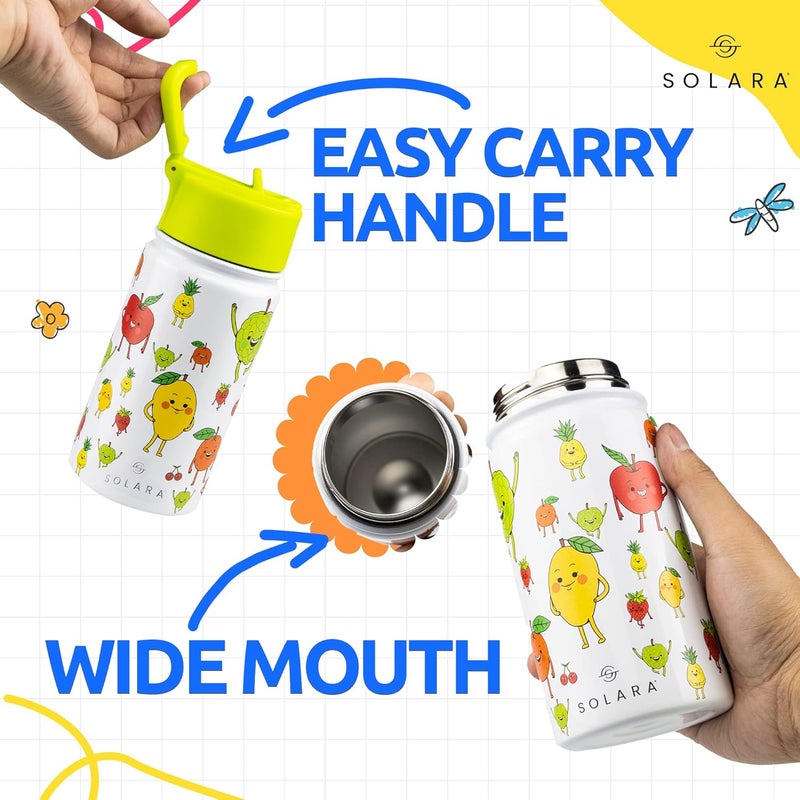 SOLARA Amazi Kids Insulated Water Bottle for Kids 450ml, Kids Water Bottle, Sipper Bottle for Kids, Thermosteel Kids Bottles, Stainless Steel Water Bottles for Kids, Straw Bottle for Kids, Fruit - Image 4