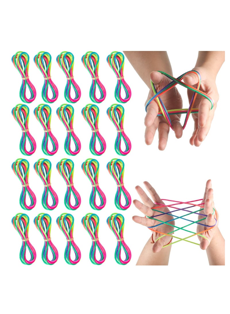 Excefore 20 Pieces Cats Cradle String Finger String Toy Supplies, Rainbow Color Chinese Finger Stretchy Strings Toys for Kid Boy, Girl, Adult, 165 cm Length  - Image 1